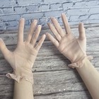 Vintage Sheer Dusty Pink Ruffle Wrist Gloves Elegant Formal Wedding Bridal