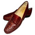 Freeman Loafers Red Brown Leather Woven Round Toe Slip On Shoes Men 10 Academia