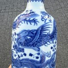 Chinese Porcelain Blue And White Porcelain Vase  Nine Phoenix Pattern