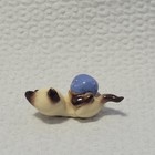 Vintage Hagen Renaker Cat Miniature Kitten W Blue Yarn Ball