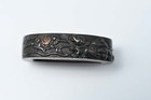 Fuchi Kashira Japanese Antique Mumei Fishing Taikobo Design Shakudo Edo Era