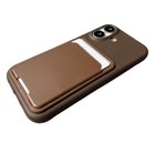 For Iphone 17 Brown Leather Texture Wallet Case Built-in Credit Card Holder  Lux