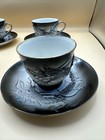 Saji Japanese Fancy China -dragonware Teacup And Saucer Set Of 4 Y9