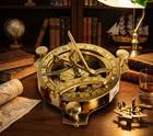 Antique Brass Sundial Compass     Vintage Maritime Decorative And Functional Compa