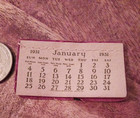Very Rare  Tiny  Antique 1931 Calendar 12 Months