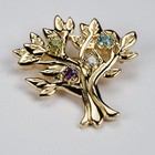 1 20 Ct Round Lab Created Multicolor Gemstone Brooch Pin 14k Yellow Gold Plated