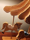 Vtg Handmade Wooden Three Horse Carousel Wall Hanging Folk Art  Grannycore 23 19
