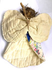 Vtg Handmade Primitive Folk Art Angel Ornament Made From Vintage Quilt Pieces