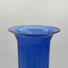 Vintage Hand Blown Cobalt Blue Glass Vase Paneled Interior Fluted Top Mexico