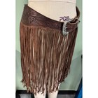 Kobler Vintage Tooled Leather Fringe Belt Western Boho Brown Suede Tassel Buckle