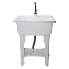 80cm Width White Plastic Utility Sink Kit With Faucet Drain Pipes And Inlet Pipe