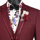 Vinci Men s Burgundy 3pc 2 Button Slim Fit Tuxedo Suit W  Matching Vest New