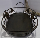 Rustic Farmhouse Large Metal Basket W Flowers     Country Decor Oval W Handles