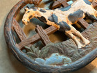 Antique Cast Iron Painted Horse Trivet Primitive Folk Art Metal Rusty Patina 8 
