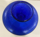Vintage Blue Glass Pedestal Cake Stand W  Clear Ribbed Dome Lid  Anchor Hocking