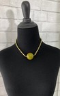 Vintage Lg Marble Green Bakelite Choker Necklace On Gold-tone Chain Mcm Runway