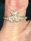 Vintage 925 Sterling Silver Teddy Bear Tummy Heart Child s Ring Size 3 Signed