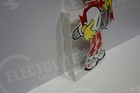 Reddy Kilowatt Lineman Bulb Wire Under Arm 2-sided Flange Electric Die Cut Sign