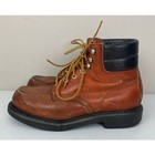 Vtg Men Red Wing Usa Super Sole Moc Toe Leather Work Boots  5 5  women 7 
