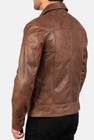 Cafe Racer Men s Leather Jacket Moto Brown Genuine Sheep Skin Leather