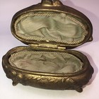 Antique Vintage Cast Metal Art Nouveau Jewelry Casket Trinket Chest  Box