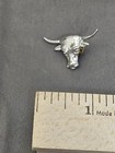 Silver Longhorn Bull Head Lapel Pin Western Cowboy Rodeo Hat Tie Tack Gift