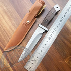 Fixed Blade Knife 5cr13 Stainless Steel Wood Handle Outdoor Camping With Sheath