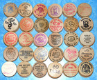 Large Lot Of 150 Vintage Wooden Nickels Big Wood Advertisement Coin Collection