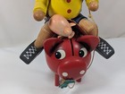 Vintage German Smoker Incense Burner Riding A Pig Piggy Bank Rare 