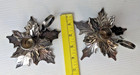 2 Silver-tone Poinsettia Candle Holder Made India 5 5    Across 2    Tall Christmas