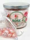 2 Pc Bath   Body Works Rose 3-wick Candle 14 5 Oz   20 Bath Oil Beads New