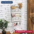 Key And Mail Holder For Wall  2-slot Mail Organizer Wall Mount With 5 Key Hooks 