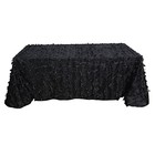 Black 90 x156  Taffeta Rectangular Tableclothd 3d Leaves Design Party Event