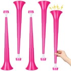 4 Pcs Stadium Horn For Adult  21 Inch Vuvuzela Plastic Collapsible Rose Red