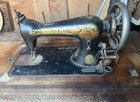 Singer Antique Treadle Sewing Machine Wooden Cabinet Cast Iron Base Pre-1930