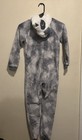 Saint Eve Kids Panda Tie-dye Fleece Hooded Zip One Piece Pajamas 7-8 Gray white