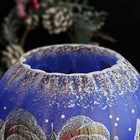 Christmas Decoration Hand-painted Glass Candle Holder Vase  Winter Scene  6 x7 