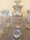 Seven Lot Vintage Apothecary Glass Pharmacy Bottles W Ground Stoppers
