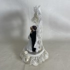 Vtg 1990 Ehw Bisque Wedding Cake Topper With Bride And Groom On Plastic Base