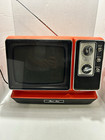 Vintage 1977 Zenith J092v 9  Portable Orange Tv Crt Space Age Black White Tested