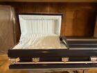 Oversized 29in Blue white Casket Silver Hardware White Interior