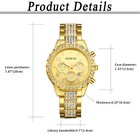 Mens Luxury Gold Round Dial Watch Stainless Steel Analog Quartz Dress Wristwatch