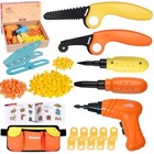 Kids Cardboard Construction Tool Set With Electric Drill   Tool Belt -258pcs    