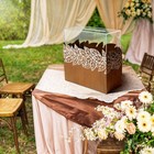 Large Rustic Wooden Wedding Card Box  Acrylic Window  Leaf Pattern  Reception