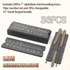 36pcs Mini 1 2  Branding Irons  26pcs Letters And 10pcs Numbers Leather Brand   