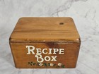 Vintage Wooden Recipe Storage Box With Painted White Flowers Farmhouse Fresh