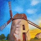 Original Windmill Sunset Oil Painting Dutch Landscape Signed Framed 18x24 Pbn