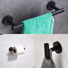 5pc Matte Black Bathroom Hardware Set Wall Mounted Towel Toilet Paper Holder