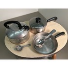 Child   s Stainless Vtg Cook Set - Copper Bottoms - 6 Pc  Westbend Toy Kettle