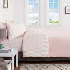 7pc Queen Dash Stripe Printed Microfiber Reversible Comforter   Sheets Set